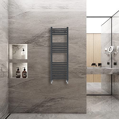 Warmehaus Straight Heated Towel Rail Radiator Ladder Anthracite Grey 1200x400mm Central Heating Radiators for Bathroom Kitchen