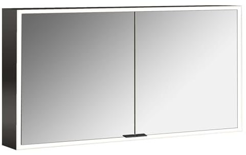 Emco Prime Lichtspiegelschrank, 1300 mm, 2 Türen, mit verspiegelten Seitenwänden, Aufputzmodell, 949713585, Farbe: Aluminium