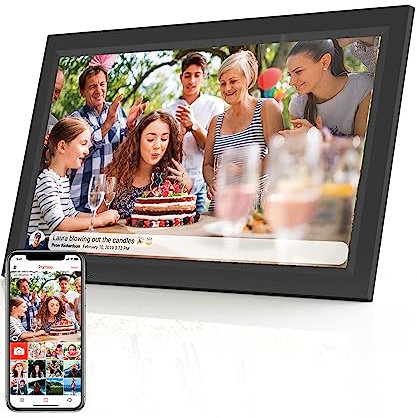 Denver PFF-1503BMK2 Digitaler Wi-Fi Bilderrahmen – 15,6 Zoll Full HD IPS Touchscreen, Integrierte FRAMEO Software, Drahtloses Teilen, Automatische Nachtabschaltung, Schwarz