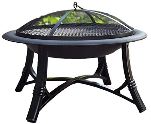 ZAANU Outdoor Fire Pits Cast Iron Round Fire Bowl BBQ Grill Firepit Brazier Garden Log Burner Heater Camping Picnic