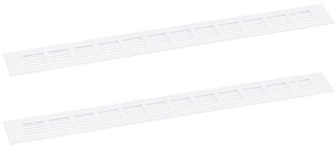 sourcing map Cubierta de ventilación de aire, 2 unidades, 500 x 50 mm, cubierta de ventilación de malla de aleación de aluminio, rejilla de ventilación rectangular para armario de zapatos (blanco)