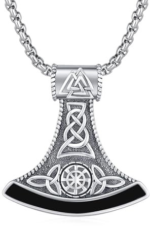 REDSUN Wikinger Axt Anhänger Halskette 925 Sterling Silber Achat Viking Keltischer Knoten kette Nordische Mythologie Talisman Anhänger Wikinger Schmuck Geschenke für Männer Damen