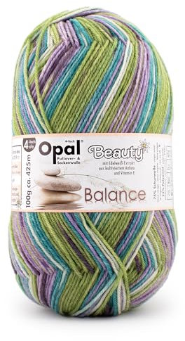 Opal Beauty Balance 4-fädige Pullover-/Sockenwolle mit Edelweißextrakt u. Vitamin E,100g/425m, 75% Schurwolle (Superwash) 25% Polyamid (11404 Selbsterkennung)