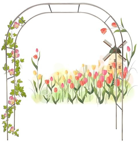 OSUKI Rosenbögen Gartenbogen Aus Metall Kletterpflanzen Hochzeitsbogen Stabil Wetterfest 120cm 150cm 180cm 200cm 220cm 240cm 260cm 280cm Breit Rosenbogen Aus Edelstahl (Size : 220 * 240cm/86 * 94in)