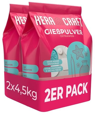 Keracraft Polvere di colata bianca 2 x 4,5 kg Colata in rilievo bianco per progetti creativi