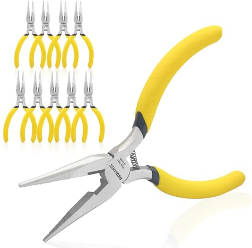 BOOSDEN 5 Needle Nose Pliers, Long Nose Pliers Set with Side Cutter,Mini Fine Needle Nose Pliers with Comfort Grip, Small Precision Needles Nose Pliers for Electronics, Craft, Jewelry Making, 10 PACK