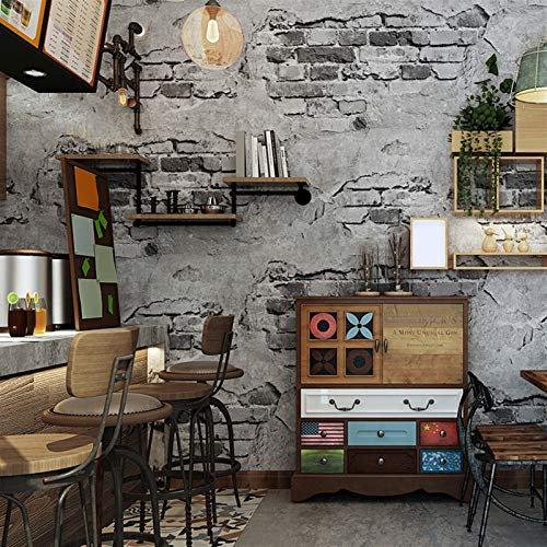 Generic Fond D'Écran, Imitation Vintage Carreaux de Ciment Pvc Fond D'Écran Magasin de Vêtements Fond D'Écran/Gris Foncé/0,53 * 10M