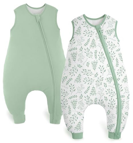 Yoofoss Baby Schlafsack mit Füßen 2pack (1.5 Tog-blättrig (2er Pack), 70cm/6-18 Monate)