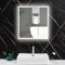 Plumbsys Armoire de Salle de Bains avec Prises 600x650mm， LED Blancs Armoires de Toilette avec Miroir, Désembueur et Horloge Digitale