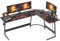 Cubiker Gaming Tisch 170x120x75cm, Schreibtisch mit Monitorständer, Eckschreibtisch, Gaming Schreibtisch L Form, Computertisch, Kohlefaser Schwarz