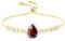 Linawe Rot Armband Damen Armbänder Tennisarmband, Granat Edelstein Diamant Kristall Armband Set, Gold Schmuck Jewelry, Armkette damen Glitzer Handkette Tennis Bracelet Modeschmuck