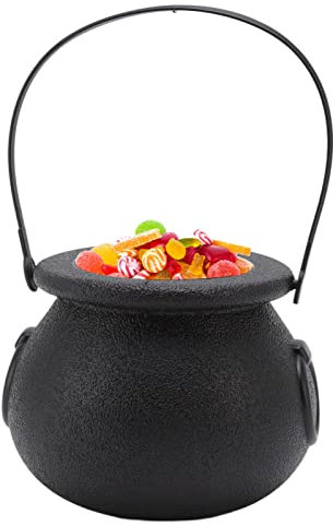 Calderone di Plastica di Halloween, Mini Calderone di Plastica, Grande Calderone Nero di Halloween, Secchi Neri con Pentola per Calderone della Strega con Manico, Secchio per
