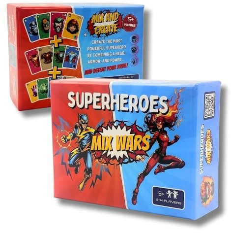 Divertideas Kartenspiel für Kinder ab 5 Jahren – Superheroes Mix Wars, Familienspiel 5-10 Jahre, Einfache Regeln – Superhelden, Ab 2 Spielern - Lustiges Karten- und Gesellschaftsspiel, Kind