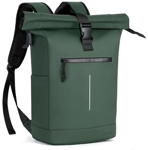 Lekeinchi Rolltop Rucksack Wasserdicht für Damen & Herren, Großer Laptop Rucksack mit Computerfach für 17 Zoll Laptop, Elegant Reiserucksack Daypack für Reisen, Radfahren, Uni Schule-Grün Groß(XL)