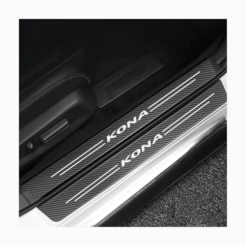 Generisch 4 Stück Kohlefaser Auto Einstiegsleisten Schutz Aufkleber für Hyundai KONA Car Pedal Türschweller Schutz AntiKratz Dekor Zubehör