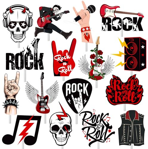 Rock and Roll Party Cupcake Toppers