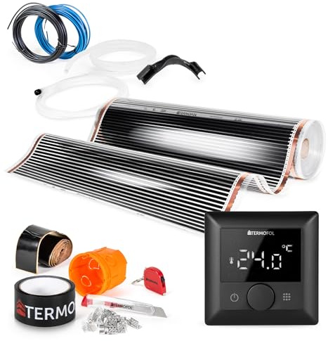 Termofol Elektrische Fußbodenheizung Heizfolie 230V - mit Thermostat H5 - Leistung 140 W/m2 - Oberfläche 14m² - Fussbodenheizung Elektrisch Komplettset fur Fußboden-, Wand- oder Deckenheizung