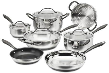 Cuisinart RADIANT PRO - Set di pentole in acciaio INOX con finitura in titanio spazzolato, 11 pezzi