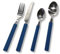 OWIJI Posate Acciaio Inox Set 24 Pezzi Blu Design Classico Finitura Lucida Lavabile Lavastoviglie