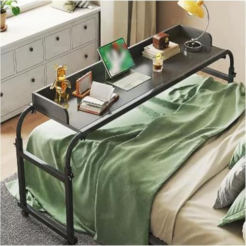 Bureau à Roulettes sur le Lit, Table de Lit Réglable Noir avec Roulettes Pivotantes