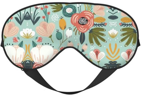 Schlafmaske mit buntem Flora-Druck, bequem, mit verstellbarem Riemen, weicher Schatten, Verdunkelung, Augenbinde