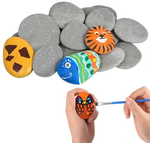 10 Stück Flache Steine zum Bemalen Kieselsteine zum Bemalen Flach Strand Kiesel 3-5cm Glatte Kieselsteine zum Bemalen Zierkies Kiesel Kies Dekosteine Naturstein für Handwerk Aquarien Gartendekoration