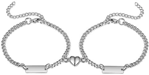 Glimmerday 2er-Set Magnetarmbänder für Paare, personalisierte Armbänder für Paare, Geschenke zum Valentinstag für Paare und Verliebte, Paararmbänder mit Liebesanhänger