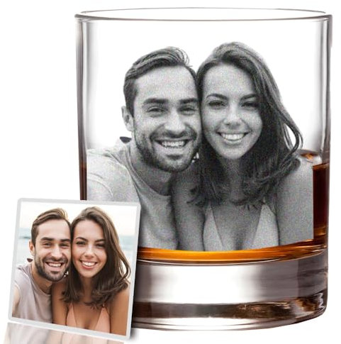 LLLGSH Personnalisé gravé 8 OZ Photo Whisky Verre - Verre a Whisky personnalisé pour Lui - Cadeau Homme Anniversaire, Cadeau Fete des Grand Pere, Cadeau Fete des Peres, Cadeaux Noel