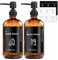 ILIKEPOW 2 Pack Amber Glass Soap Dispenser 500 ml with Pump, Labels and Funnel, Washing Up Liquid Bottle for Kitchen Sink, Bathroom, Body Wash Shower Shampoo Conditioner Lotion Hand and Dish Soap