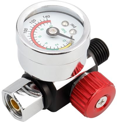 Bestgle 1/4 Spray Paint Gun Air Pressure Regulator, Air Regulating Valve Regulator with Pressure Gauge for Spray Gun and Pneumatic Tools