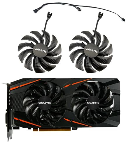 Gigabyte GTX 1050 1070 Ti RX 460 470 480 570 580 OC WindForce GPU Fan (87mm) Replacement Fan for Gigabyte Graphics Cards, 4-Pin Graphics Card Cooler, VGA Card Replacement GPU Fan