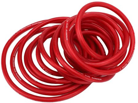 25ft 4 Gauge Kupfer Gekleidet Aluminium CCA Soft Touch Power Ground Cable für Autolautsprechersysteme RV -Anhänger, Ideal für Automobilverstärker oder Subwoofer mit Einfachen (Rot)
