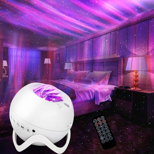 Proiettore Stelle Soffitto,Lampada Aurora Boreale Con altoparlante Bluetooth, telecomando, timer, luce notturna a rumore bianco,luci da camera da letto per feste, soggiorni e altre decorazioni