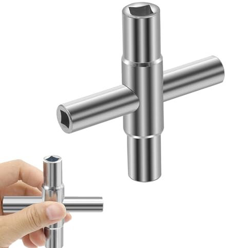 Clé Carrée 4 Voies, Clé Utilitaires de Purge Cle Plombier - Dimensions Intérieures : 6,5 mm/7 mm/8 mm/9 mm pour Boîtier Électrique, Gaz, Eau, Armoire