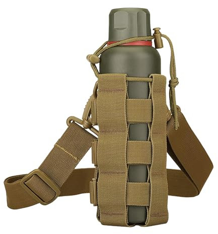 Lvjkes Portaborraccia Zaino, Regolabile Porta Borraccia Zaino, Nylon con Coulisse, Impermeabile, Adatto per Campeggio, Viaggi, Escursioni (Kaki)