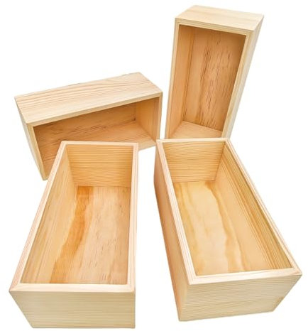 Anktily 4 Stück unlackierte Holz-Aufbewahrungsboxen für Bastelarbeiten, 20 x 10 x 8 cm, rechteckige Holzkiste, rustikale Naturholz-Behälterbox für Zuhause, Veranstaltungsdekoration