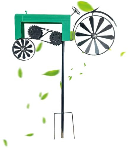 Windspiel, Rasen-Windspinner, einzigartiges Windrad mit Traktor-Motiv, Metall, drehbar, Hofkunst, Metall, Outdoor, Garten, Terrasse, Rasen-Dekoration für und Hinterhof, 68 x 30 x 14 cm