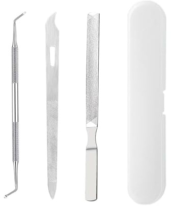 3PCS Toe Nail Files for Thick Nails, Stainless Steel, Dual-Ended Lifter, Nail Care Tool for Men and Women (Silver)