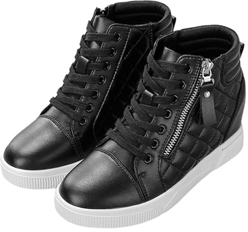 Yummsion Sneakers con Zeppa e Cerniera da Donna,Scarpe da Ginnastica con Zeppa Invisibile,Scarpe da Ginnastica Platform Sneaker,Traspiranti,Antiscivolo,per Camminare Lavoro Temps Libero