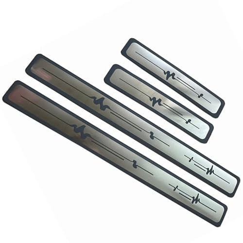ASBHFC Baguettes de Seuil de Porte pour Renault Laguna (II III 2001-2015), Lot de 4 en Acier Inoxydable avec Design Ligne ECG, Protection de Pédale de Bienvenue