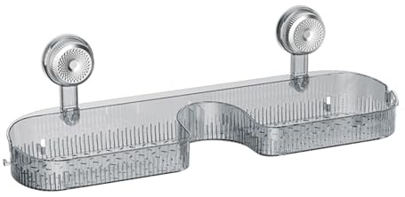 Shurhome Étagère de salle de bain avec ventouse et trous de drainage, étagère de rangement imperméable pour gel douche, bouteilles, porte-savon, étagère de rangement pour la maison