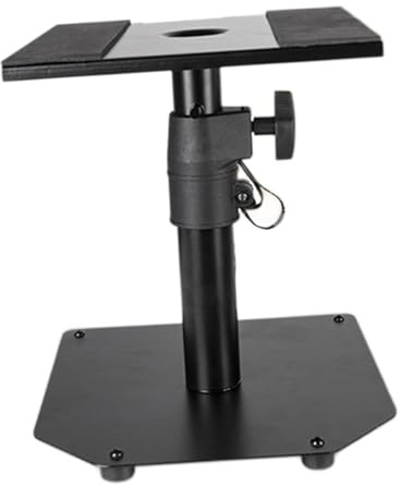 RCGOFOLLOW Sturdy Steel Speaker Stand Mount Adjustable Height Surround Sound Audio Equipment Music Studio Setup Speaker Stand Is Made Of Thickened Steel Tube For, Black, Without C Clamp