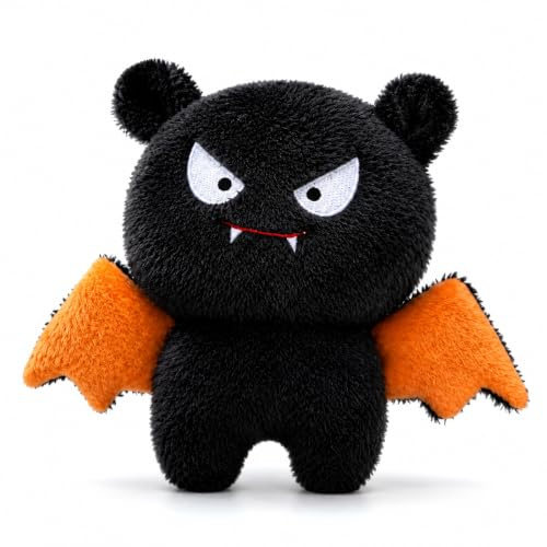 Halloween Kuscheltier Fledermaus Schwarz Mit Orangefarbenen Flügeln 20 Cm | Fledermaus Kuscheltier, 20 Cm Groß, Weich Und Flauschig Für Sofa, Schreibtisch, Party Und Herbstdeko