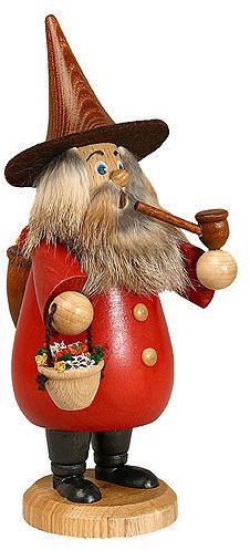 Drechselwerkstatt Uhlig Räuchermännchen Kräuterwichtel rot - 19 cm - Original Erzgebirge Räuchermann