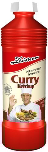 Zeisner Curry-Ketchup mit erlesenen Gewürzen fein abgestimmt, aus Grasberg bei Bremen, vegan, 12er Pack (12 x 425 ml)