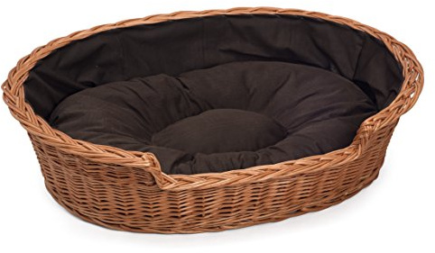 Prestige Wicker Wicker Dog Bed Basket with Cushion, Extra Small, Dark