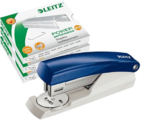 Leitz NeXXt 55010035 kleines Büroheftgerät 25 Blatt blau + 3000 Klammern 26/6