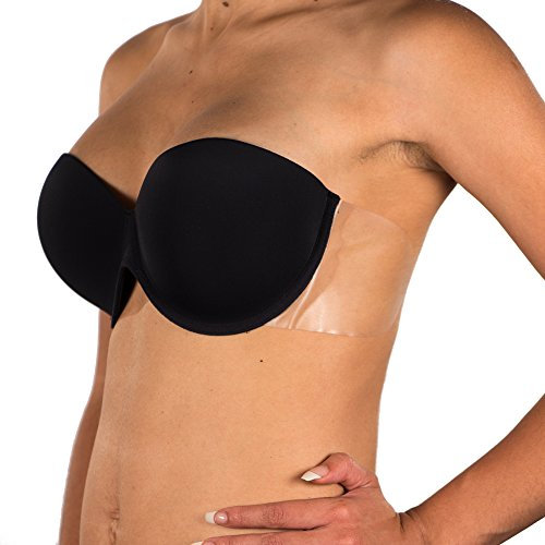 Winged Bra - Backless Strapless Invisible Adhesive Wings A to D Cup (D, Black)