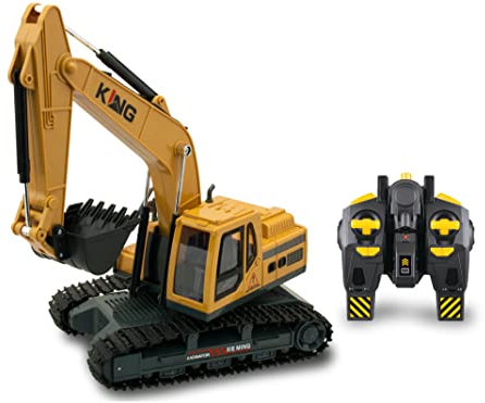 Teorema Giocattoli- Bagger Escavatore Giocattolo Radiocomandato con Funzioni Complete, Colore Giallo Scuro, 1:8, 65266