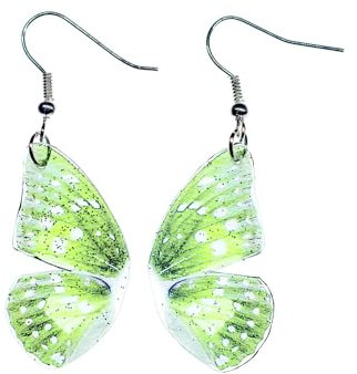 Miniblings Flügel Ohrringe Schmetterlingsflügel Glitzer grün Falter - Handmade Modeschmuck I Ohrhänger Ohrschmuck versilbert